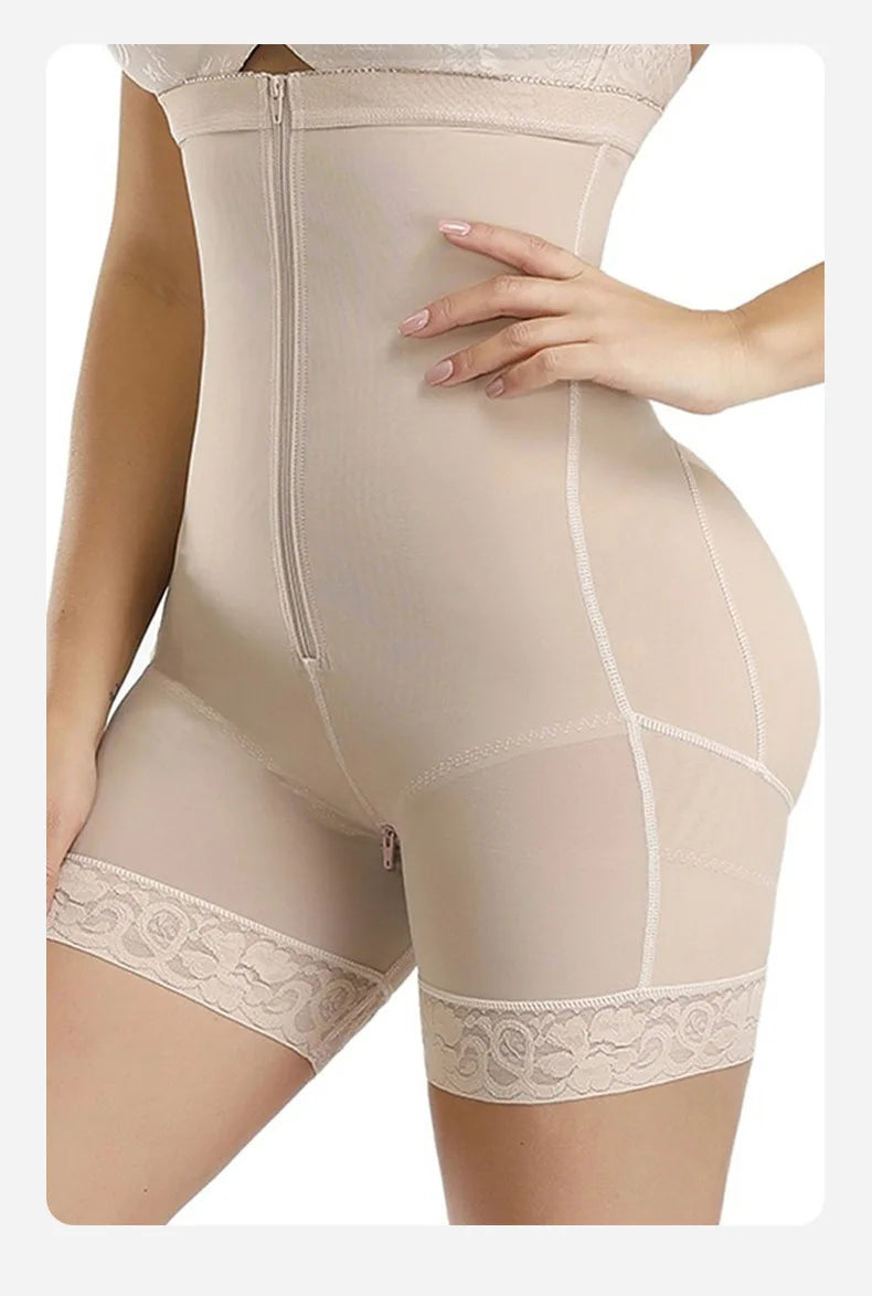 Shapewear de Compressão com Busto Aberto e Controle de Barriga com Zíper