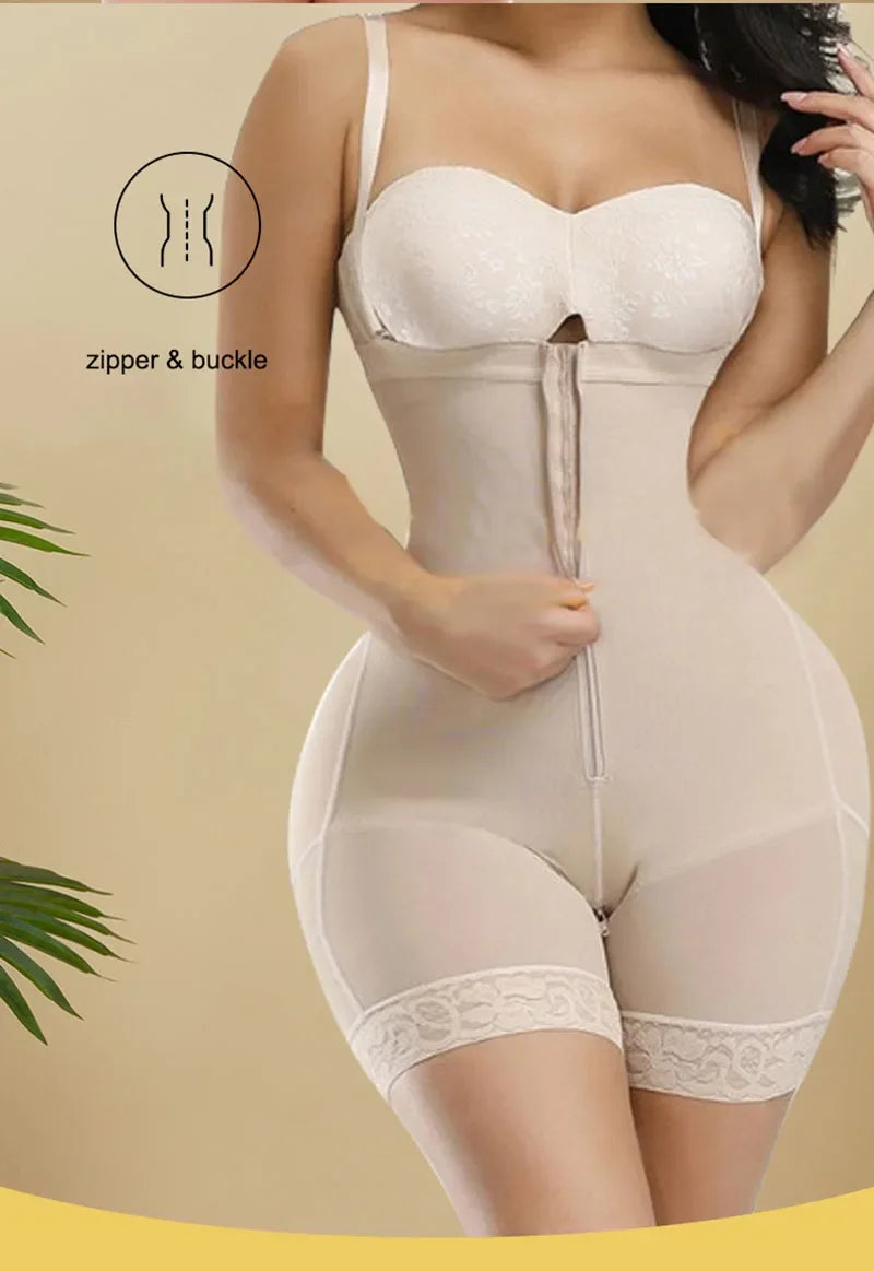 Shapewear de Compressão com Busto Aberto e Controle de Barriga com Zíper