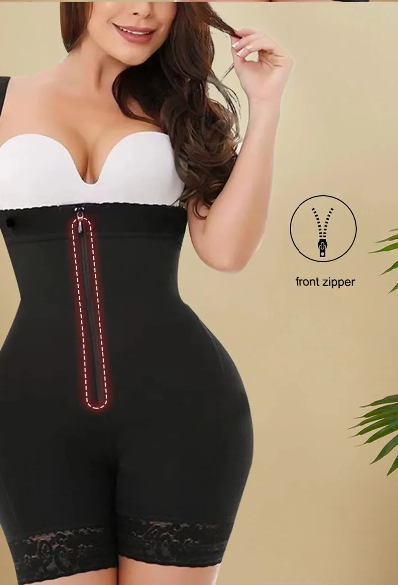 Shapewear de Compressão com Busto Aberto e Controle de Barriga com Zíper