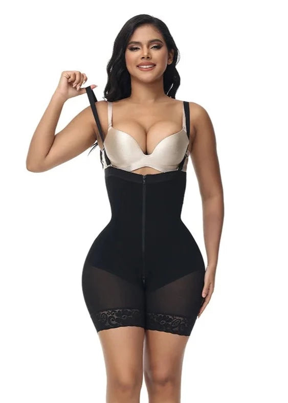 Shapewear de Compressão com Busto Aberto e Controle de Barriga com Zíper